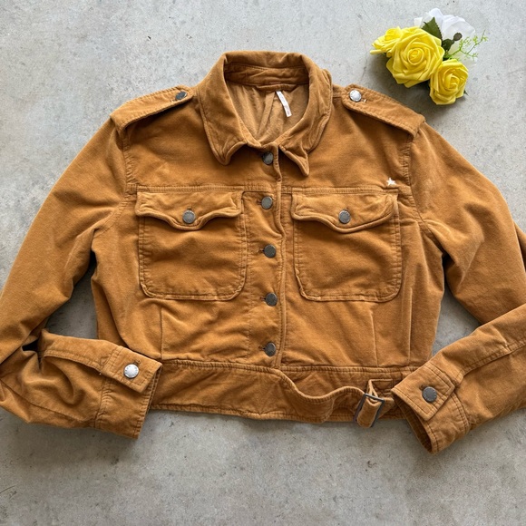 Free People Everlyn Jacket Small suede Brown Button Up Pockets Lined Motorcycle - Picture 2 of 13
